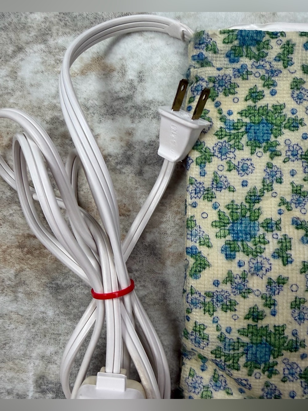 Vintage electric heating pad 12” x 14” WORKS blue green floral - Picture 4 of 9
